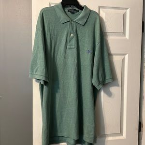 Mens Polo Shirt mint green with purple horse in great condition